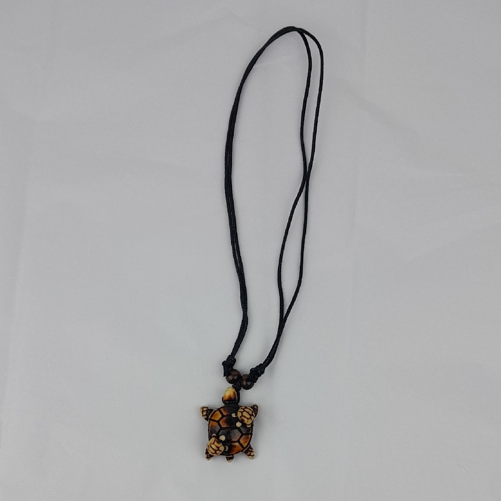 Wooden Carved Island Momma Turtle Babies Adjustable Necklace